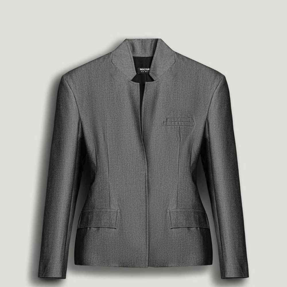 Nocturne Women's Gray Collarless Blazer